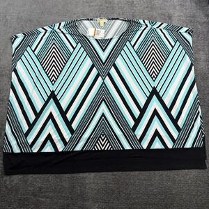 Michael Kors Poncho Top Blouse Women's Plus Size 3X Turquoise Stretch Casual NWT